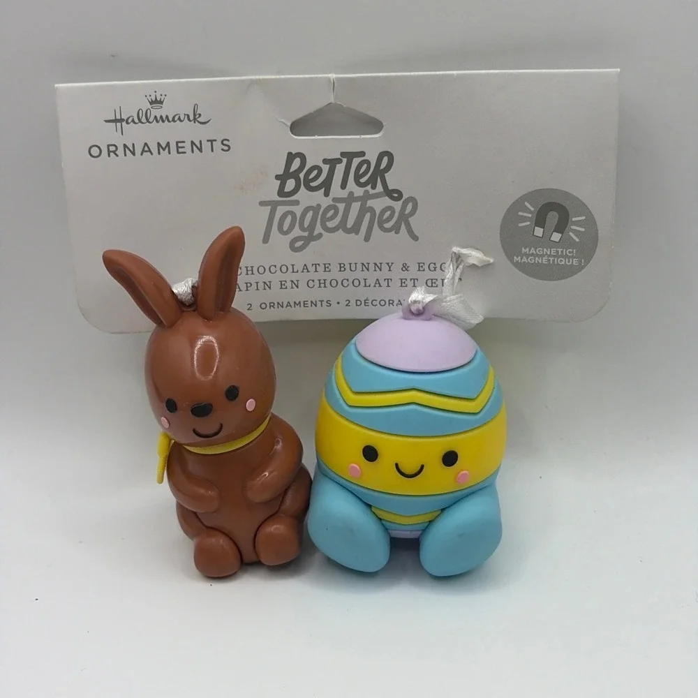 Hallmark Better Together Chocolate Bunny and Egg Magnetic Ornaments 2-Piece Set